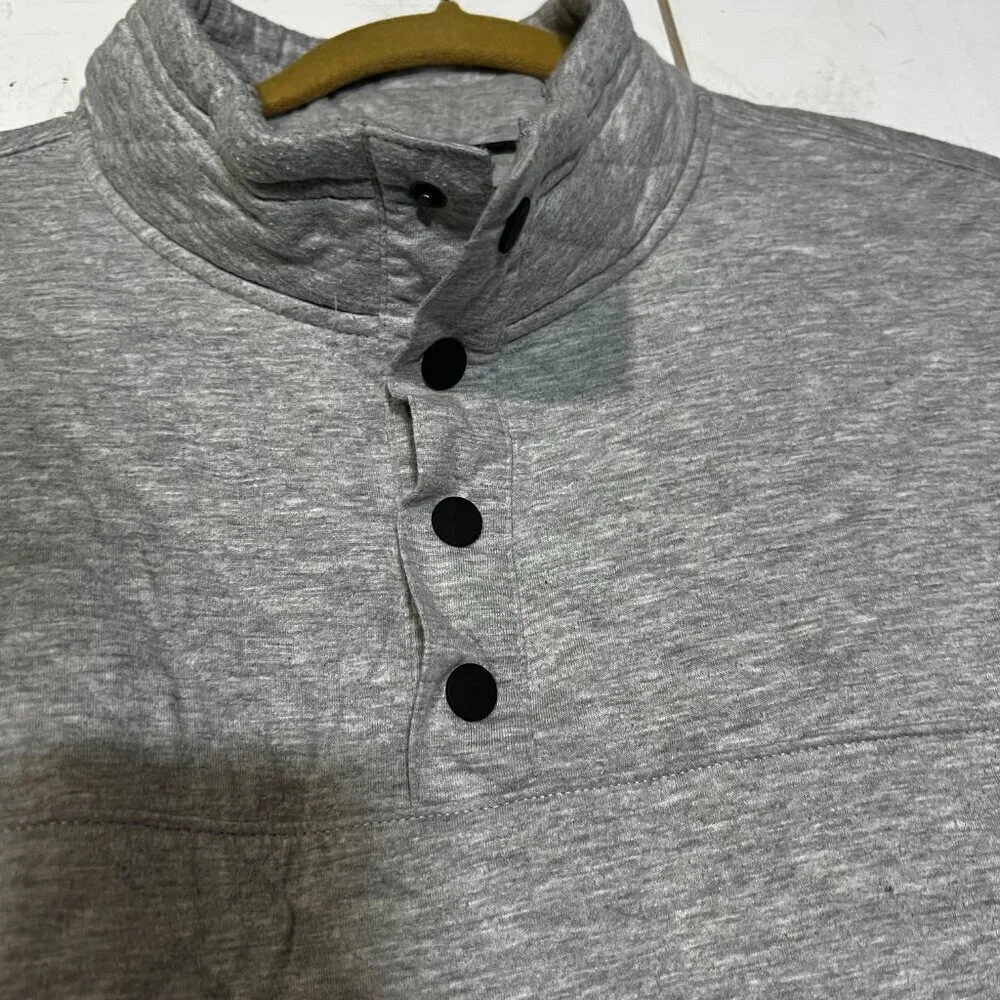 Kenneth Cole Quarter Zip Sweater Quilted Gray Button Size XL